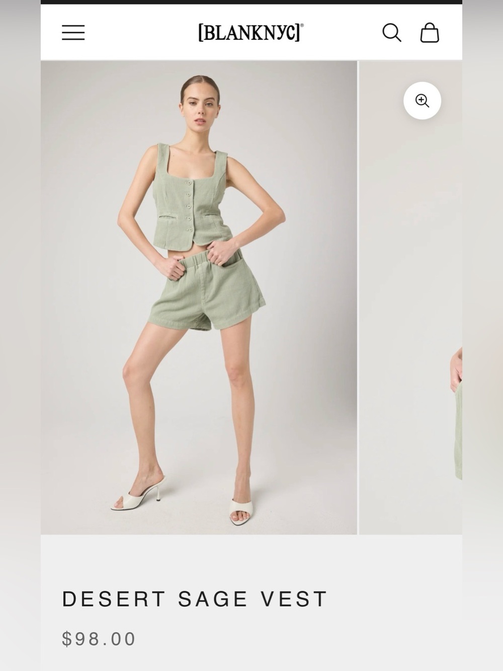 Blank NYC Desert Sage Vest &
Short Set - NWT